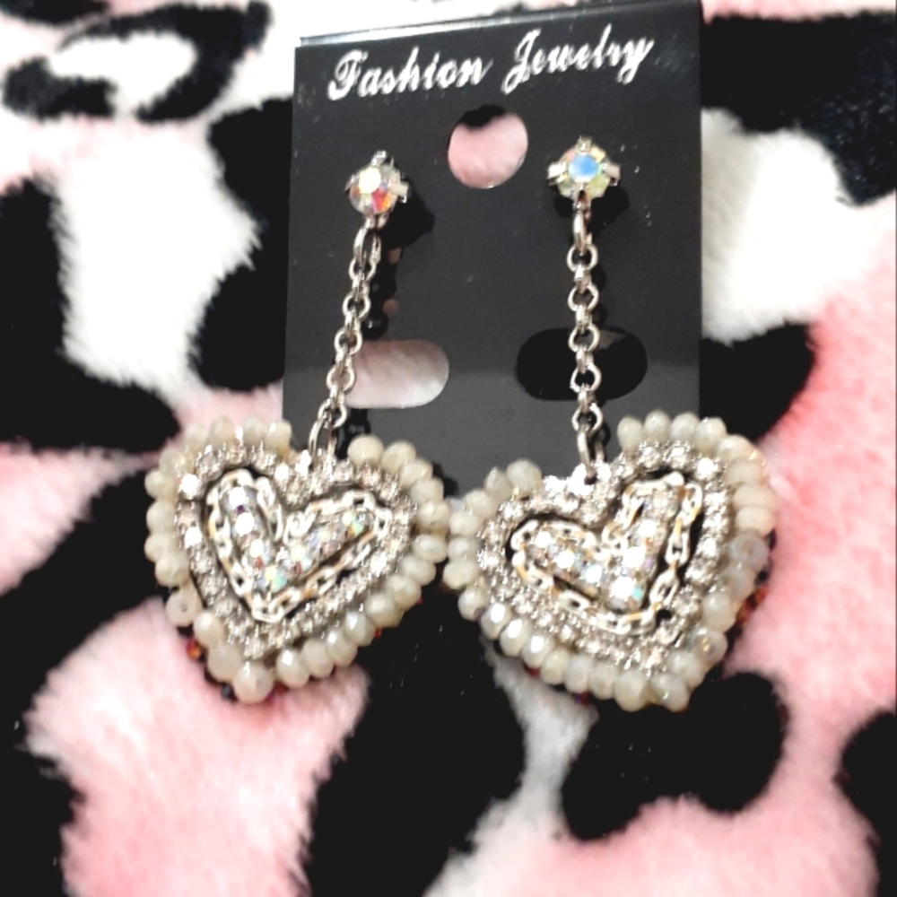 Heart-Shaped Silver Earrings
